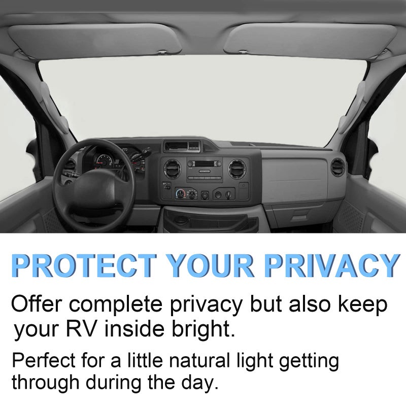 Mofeez RV Windshield Cover Compatible with Class C Ford 1997-2025, UV Block Offer Complete Privacy with Light Preserves Interior (White Color with Mirror Cutouts) - Image 5